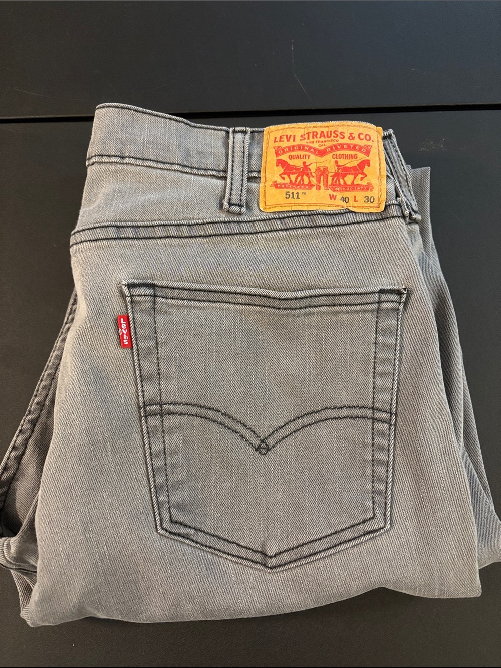 Levi's 511 Slim Jeans - Gray with Yellow Leather Patch 40x30